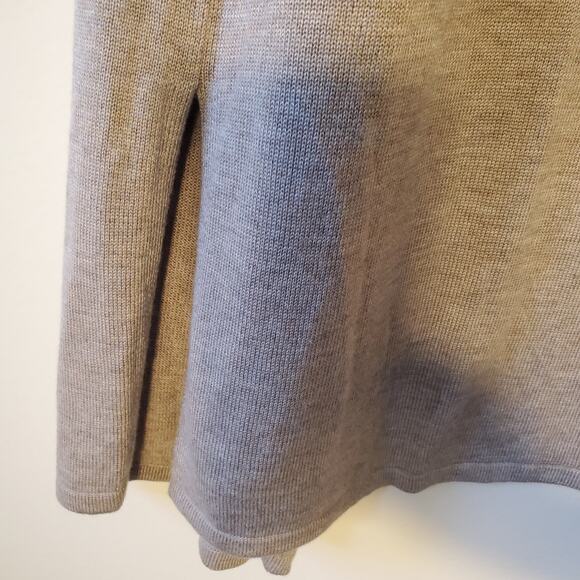 Joan Vass NY Womens L Sleeveless Long Open Cardigan Sweater Vest Stretch Beige - Picture 4 of 9